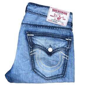 Vintage True Religion Jeans Size 33 STRAIGHT Indigo Mega T Blue